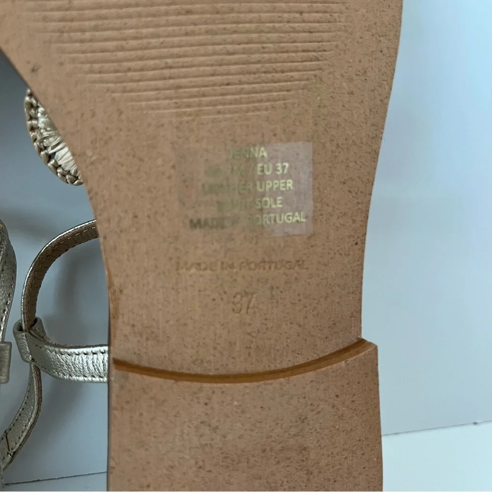 BRUNO MAGLI Jenna T-strap Leather Sandals In Gold NEW - Picture 11 of 14